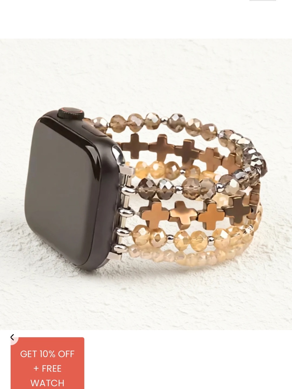 Cape Diablo Gold and Bronze Multi-Row Cross Bead Watch Band